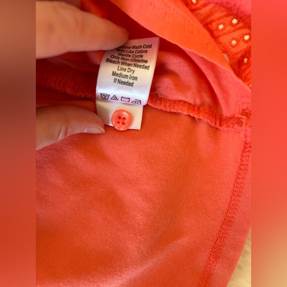 Coldwater Creek | Coral Eyelet 3/4 Length Sleeve Top - Picture 9 of 9